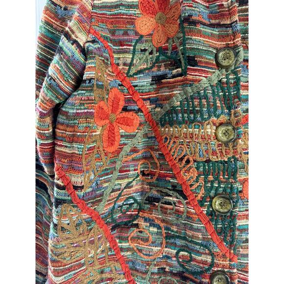 Coldwater Creek Tweed Boho Confetti Embroidered Floral Lined Jacket Blazer PM - Picture 5 of 8
